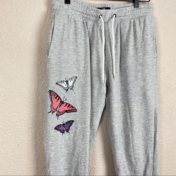Custom H&M Regular Sweatpants Glitter Butterfly Medium - Picture 3 of 9